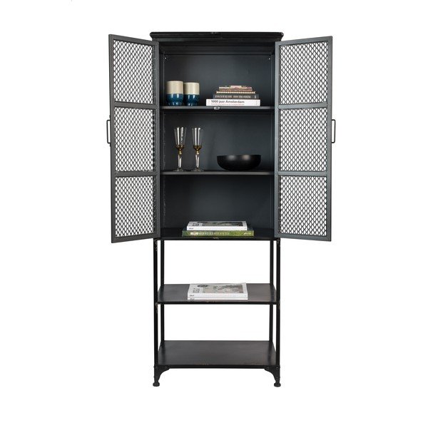 Črna kovinska vitrina 60x161 cm Denver – Dutchbone-image-4