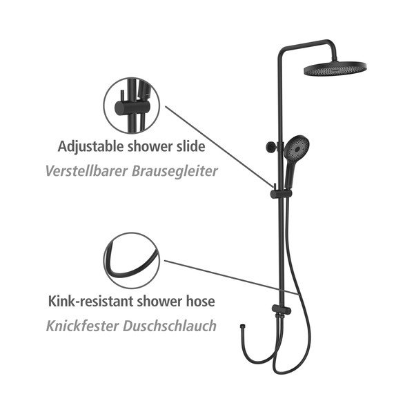 Črna tuš garnitura iz nerjavečega jekla 120 cm Soft Water – Wenko-image-4