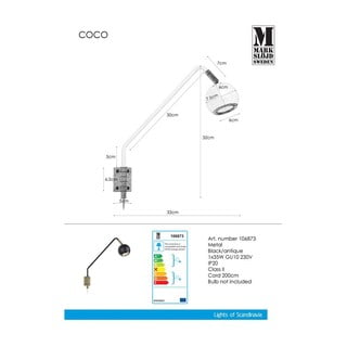 Črna stenska svetilka Markslöjd Coco