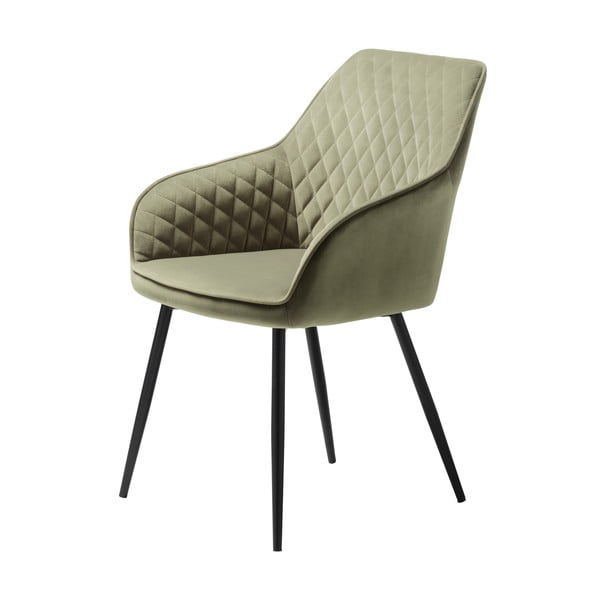 Kaki zelen oblazinjen jedilni stol z nasloni za roke Milton – Unique Furniture-image-2