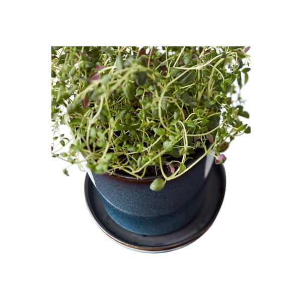 Okrasni cvetlični lonec iz kamenine ø 10 cm Gastro Dark Blue/Black – Bitz-image-2