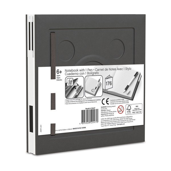 Črna kavdratna beležnica z gel pisalom LEGO®, 15,9 x 15,9 cm-image-2