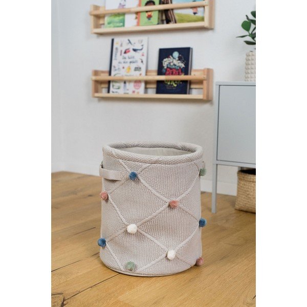 Svetlo rjava tekstilna otroška škatla za shranjevanje ø 30x35 cm Taupe – Kindsgut-image-4