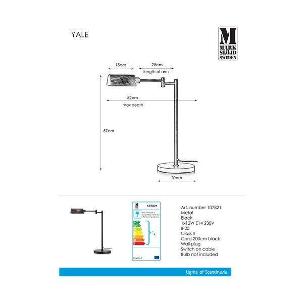Črna namizna svetilka Markslöjd Yale Table Black-image-2