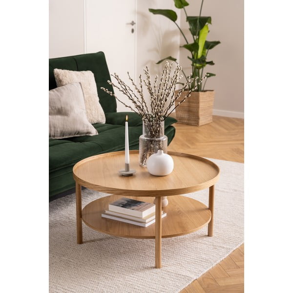 Okrogla mizica v hrastovem dekorju v naravni barvi ø 80 cm Banbury – Actona-image-2