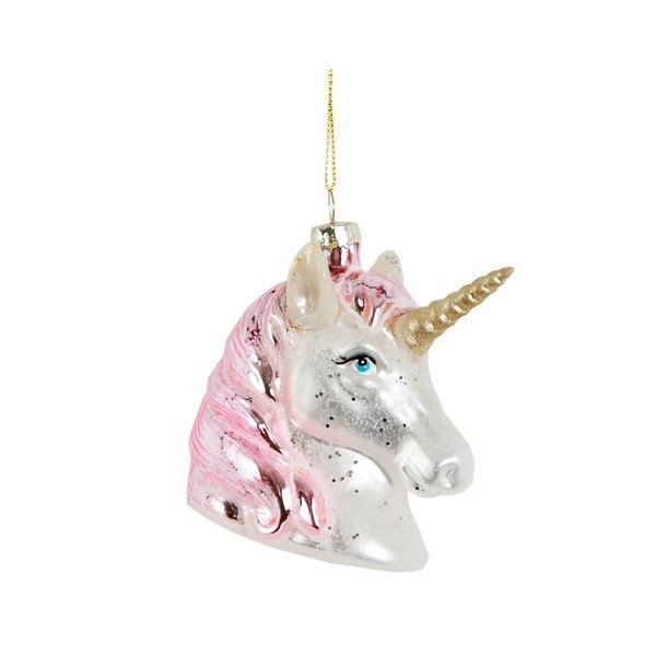 Steklen okrasek za jelko 9 cm Pink Shimmer Unicorn – Sass & Belle