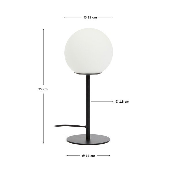 Bela/črna namizna svetilka s steklenim senčilom (višina 35 cm) Brisia – Kave Home-image-4