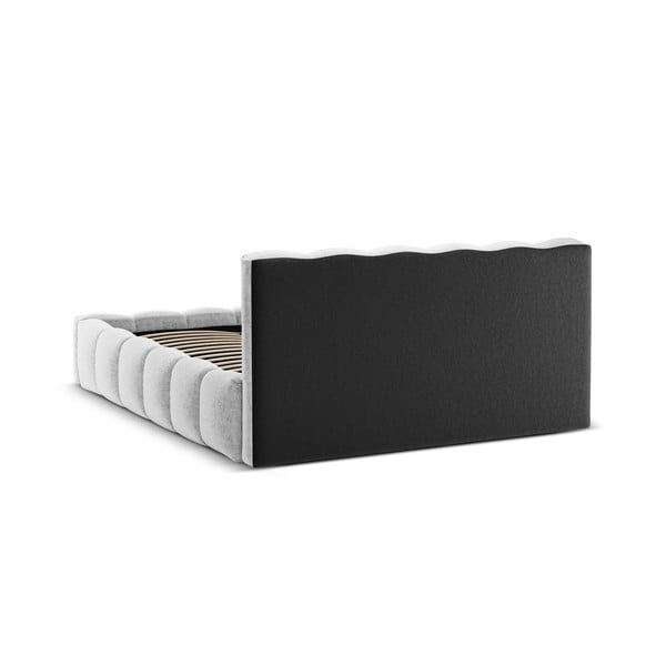 Svetlo siva oblazinjena zakonska postelja s prostorom za shranjevanje z letvenim dnom 180x200 cm Lupine – Micadoni Home-image-4