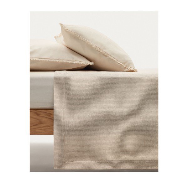 Bež bombažno pregrinjalo 240x260 cm Bedar – Kave Home-image-2