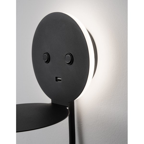 Črna aluminijasta LED stenska svetilka z upogljivo konstrukcijo/z USB priključkom Eclip – Nova Luce-image-2