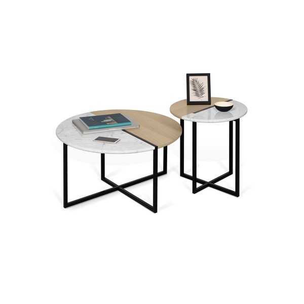 Okrogla pomožna mizica s ploščo v dekorju hrasta ø 50 cm Sonata - TemaHome-image-2