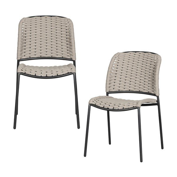 Črno-bež kovinski vrtni stoli v kompletu 2 ks Taku – Exotan-image-1