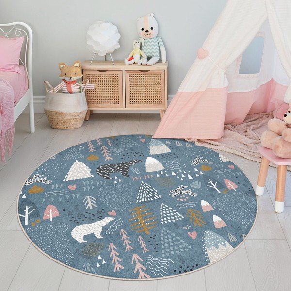 Modra pralna otroška preproga ø120 cm Forest Land – Mila Home-image-4