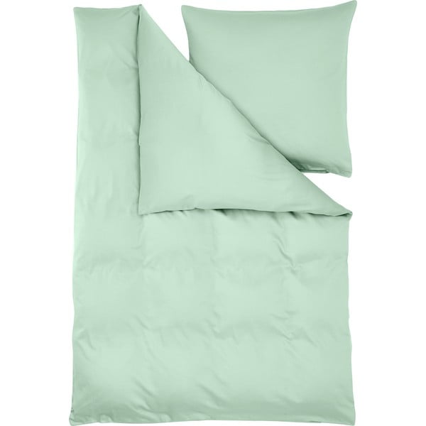 Zelena bombažna satenasta posteljnina 200x135 cm Comfort - Westwing Collection