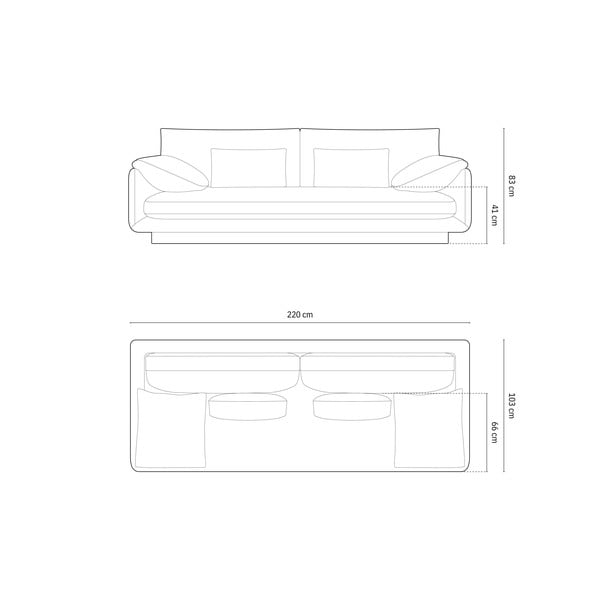 Bež sedežna garnitura 220 cm Torino – Micadoni Home-image-4