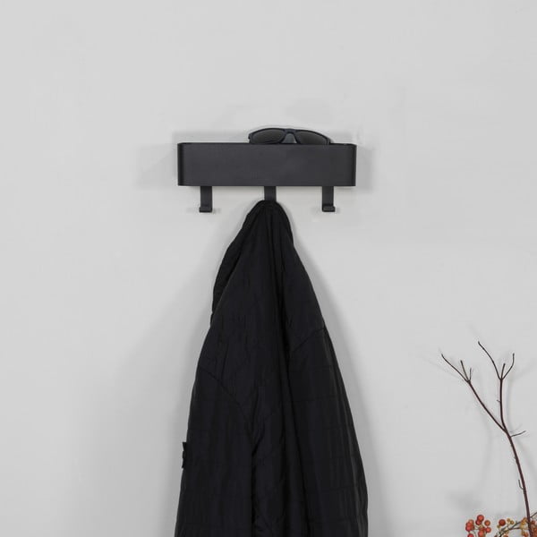 Črn kovinski stenski obešalnik s polico 27 cm Dax Play – Spinder Design-image-1