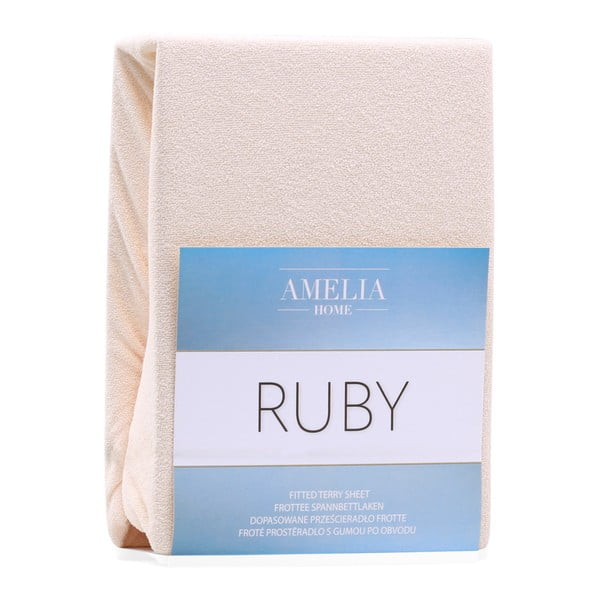 Bež napenjalna rjuha iz frotirja 240x220 cm Ruby – Restilo-image-2