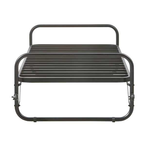 Črna kovinska zložljiva postelja z letvenim dnom 90x200 cm Lucy – WOOOD-image-2