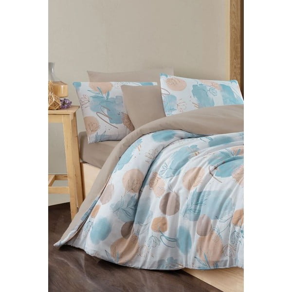 Modro-rjava posteljnina za zakonsko posteljo/podaljšana z rjuho/4-delna 200x220 cm Magnolia – Mila Home