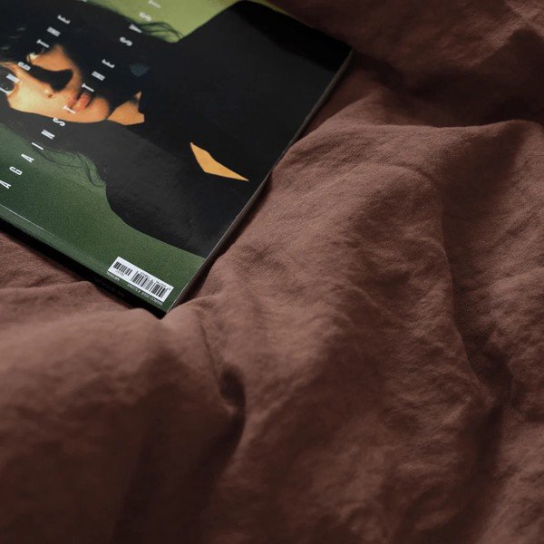 Temno rjava enojna lanena posteljnina 140x200 cm Chocolate – Linen Tales-image-3