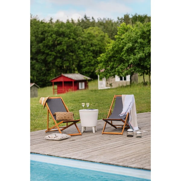 Siv zložljiv vrtni ležalnik iz akacijevega lesa Bonami Essentials Deck-image-1