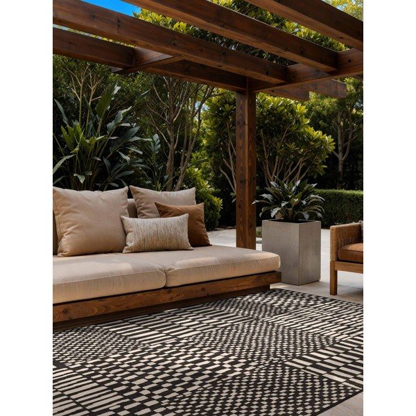 Črna/kremno bela notranja in zunanja preproga 120x170 cm Haringey Barkham – Ted Baker-image-1