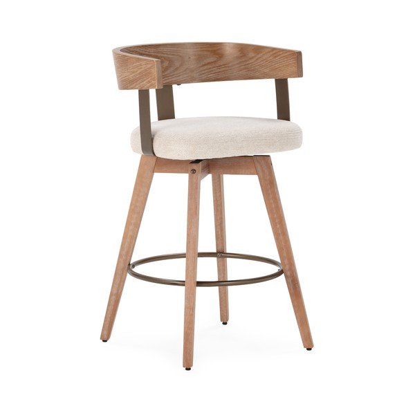 Kremno beli/v naravni barvi oblazinjeni barski stoli v kompletu z nasloni za roke 2 ks Ilia – MOME