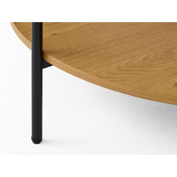 Okrogla klubska mizica s stekleno mizno ploščo v naravni barvi ø 84 cm Hassel – Unique Furniture-image-4