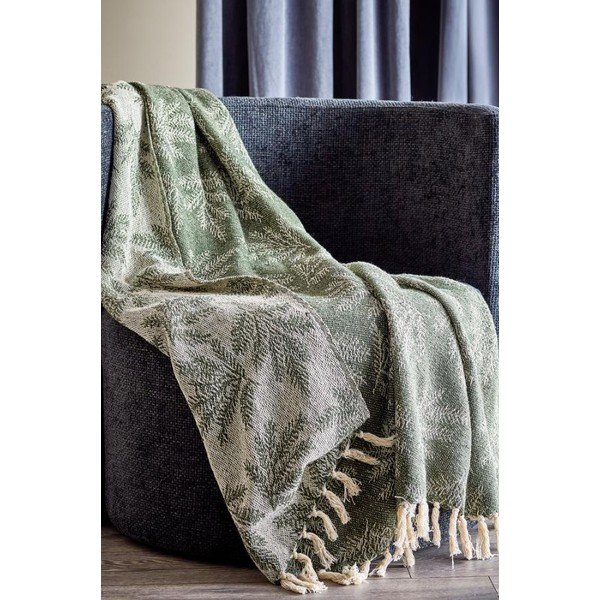 Temno zelena odeja iz recikliranega bombaža 130x160 cm Gabriela – Bloomingville-image-1