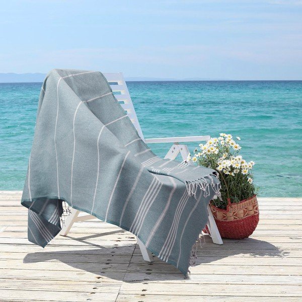 Modra brisača za hamam Kate Louise Classic, 180 x 100 cm-image-1