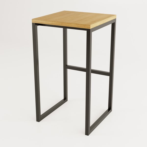 Črn/v naravni barvi barsko stol v hrastovem dekorju Frame – Woodman-image-2