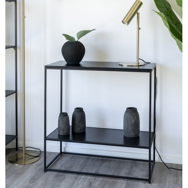 Črna stranska mizica s črno mizno ploščo 80x36 cm Vita – House Nordic-image-1