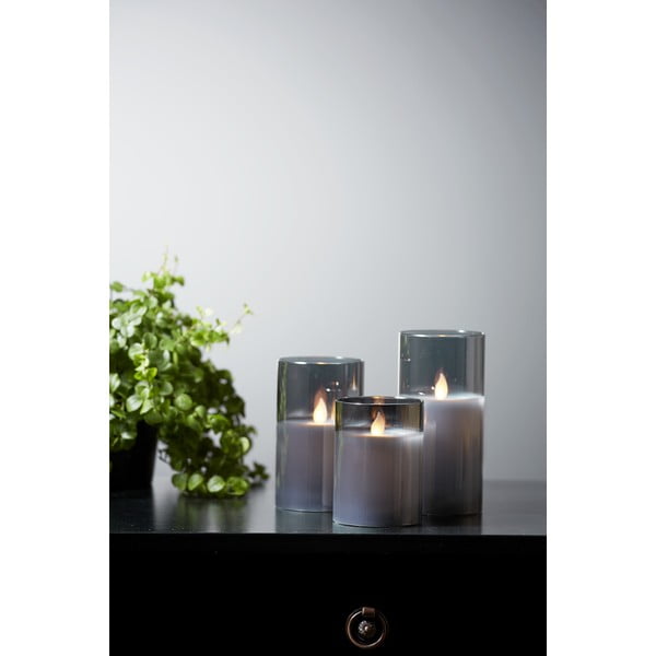 Siva LED voščena sveča v steklu Star Trading M-Twinkle, višina 12,5 cm-image-4