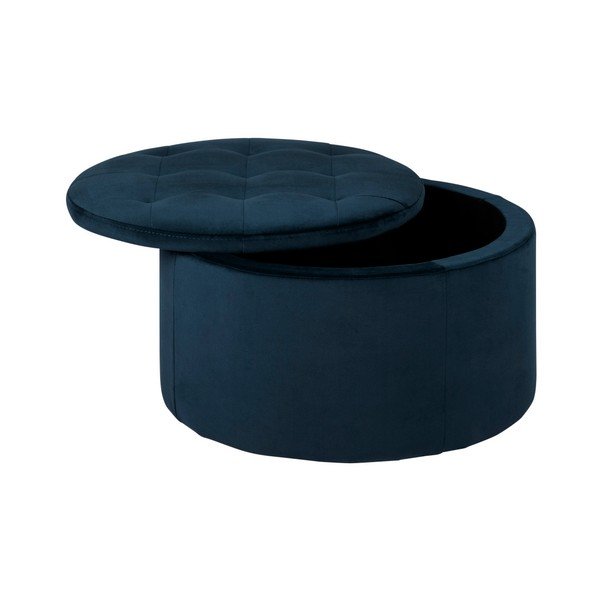 Temno moder žameten tabure Actona Retina, ⌀ 60 cm-image-2