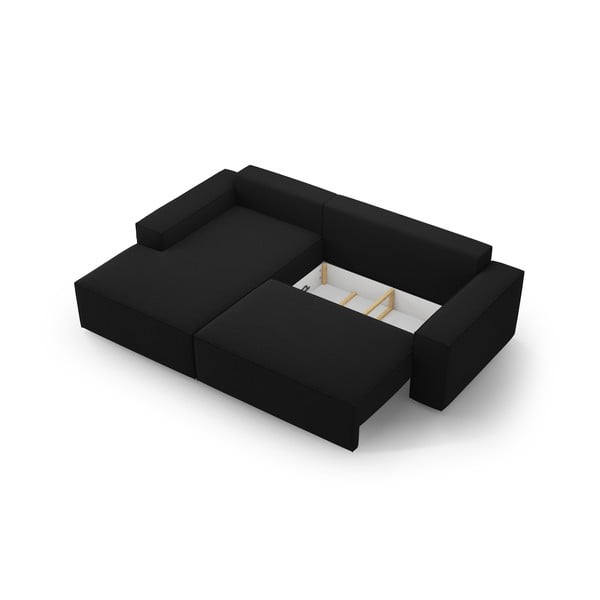 Črna raztegljiva kotna sedežna garnitura (levi kot) Jodie – Micadoni Home-image-4