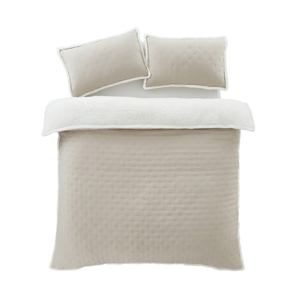 Kremno bela posteljnina za zakonsko posteljo iz sherpa flisa 200x200 cm Cosy Nori – Catherine Lansfield