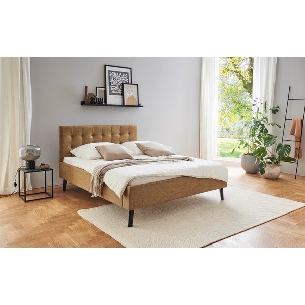 Rjava oblazinjena zakonska postelja brez letvenega dna 140x200 cm Empire – Meise Möbel-image-1