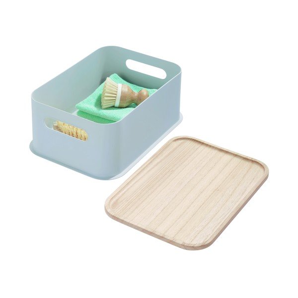 Siva škatla za shranjevanje s pokrovom iz pavlovnije iDesign Eco Handled, 21,3 x 30,2 cm-image-3