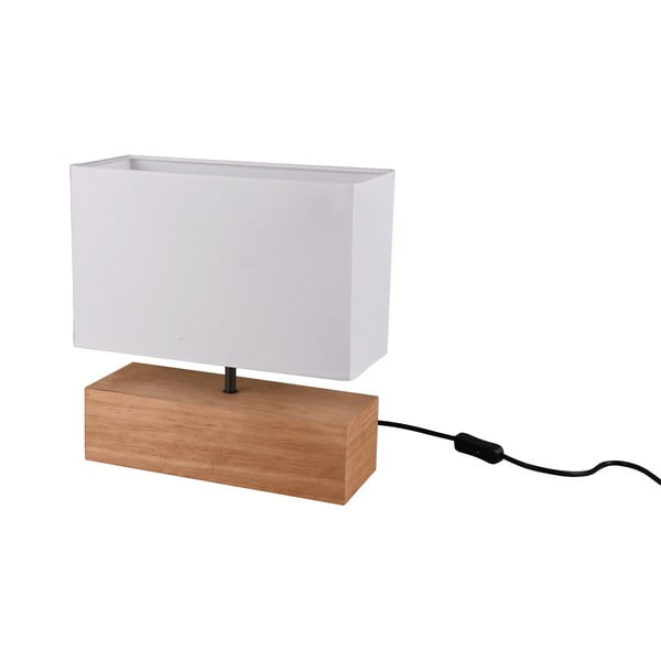 Bela/naravna namizna svetilka s tekstilnim senčilom (višina 30 cm) Woody – Reality