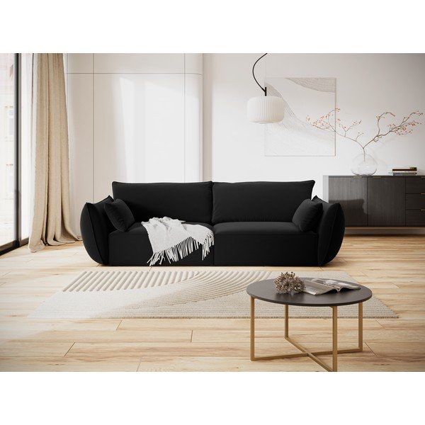 Črna žametna sedežna garnitura 208 cm Vanda – Mazzini Sofas-image-1
