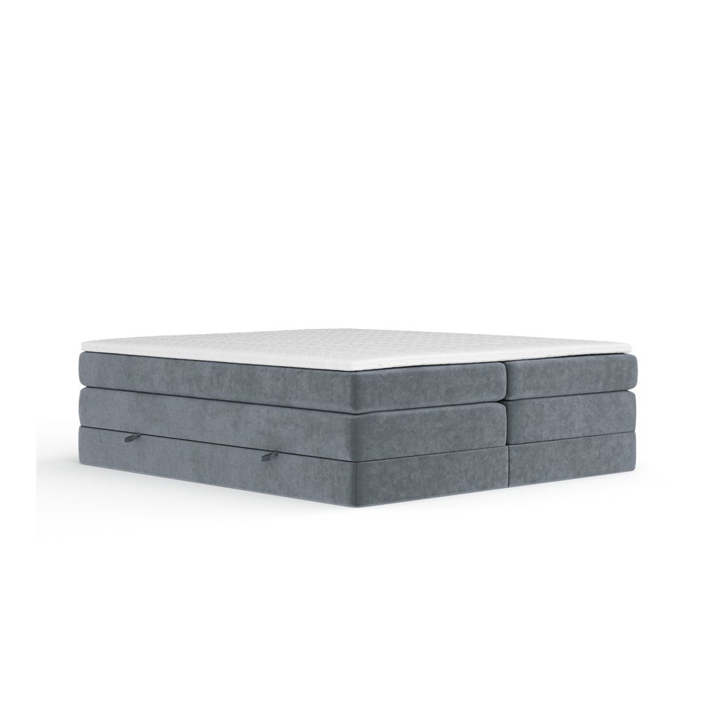 Temno siva boxspring postelja s prostorom za shranjevanje in brez vzglavja Juniper