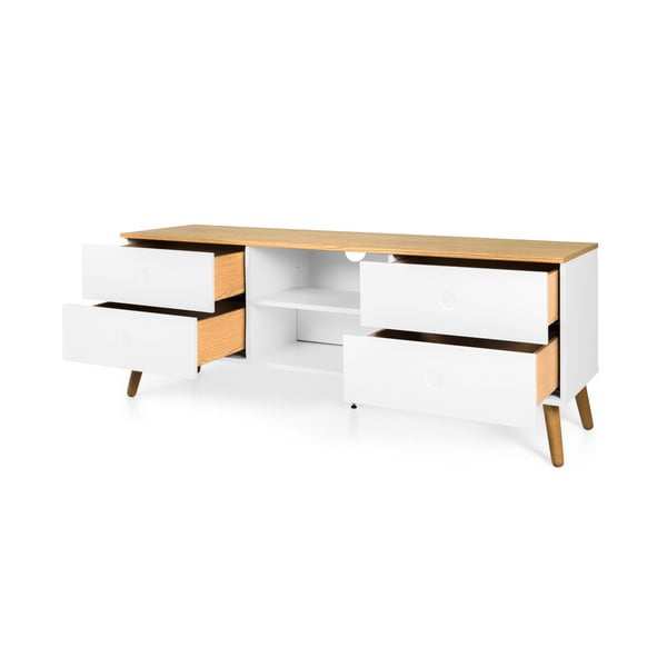 Bela TV mizica s hrastovimi nogami Tenzo Dot, širina 162 cm-image-2