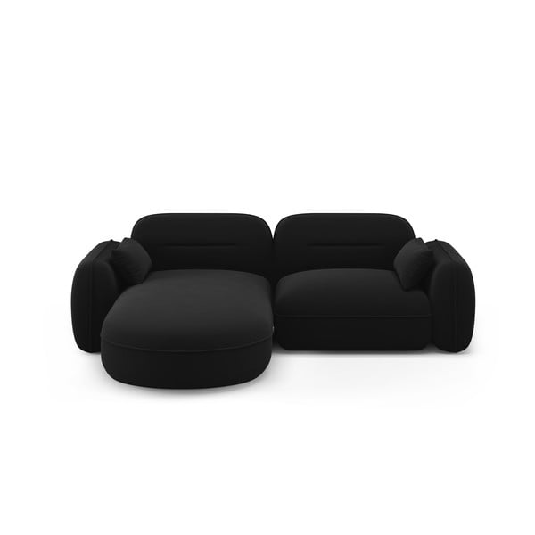 Črna žametna kotna sedežna garnitura (levi kot) Audrey – Interieurs 86