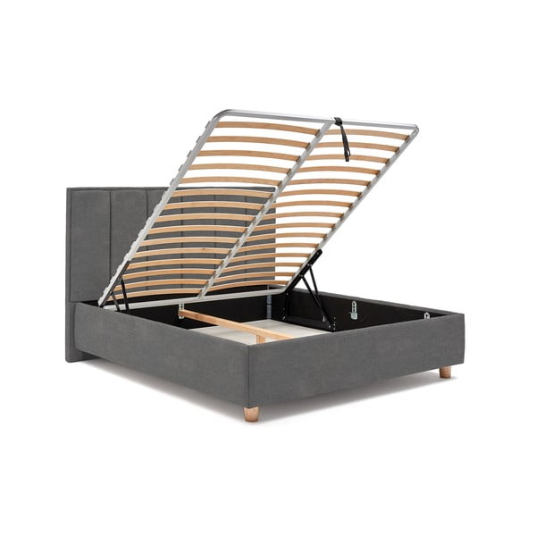 Svetlo siva zakonska postelja z vzglavjem in prostorom za shranjevanje ProSpánek Wega, 180 x 200 cm-image-4