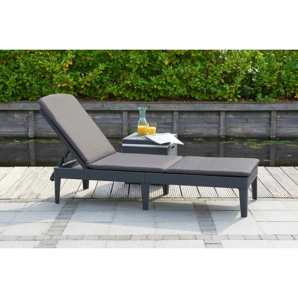 Temno siv plastičen vrtni ležalnik Jaipur – Keter-image-1