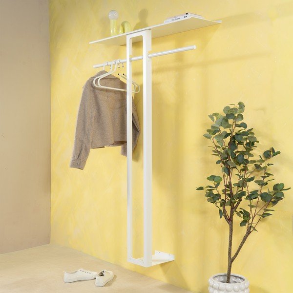 Bel jeklen stenski obešalnik s polico 100 cm Luno Large – Spinder Design-image-1