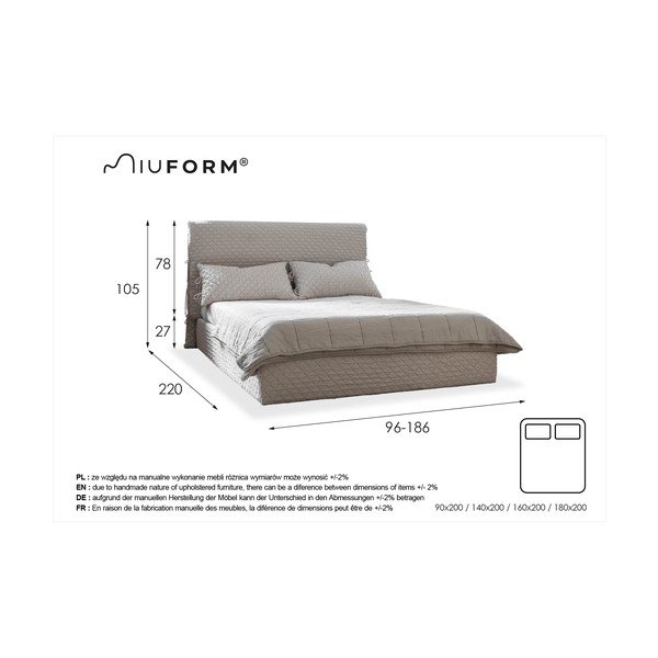 Bež oblazinjena postelja z letvenim dnom 90x200 cm Sleepy Luna - Miuform-image-4