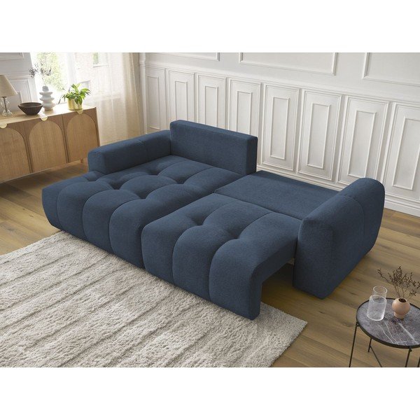 Modra raztegljiva kotna sedežna garnitura iz šenilje s prostorom za shranjevanje (levi kot/z ležalnikom) Roxelane – Bobochic Paris-image-4