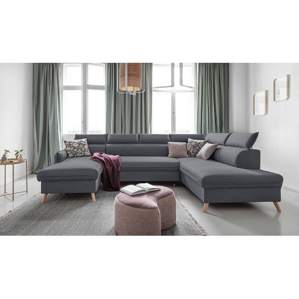 Temno siva raztegljiva kotna sedežna garnitura (desni kot) Sweet Harmony – Miuform-image-1