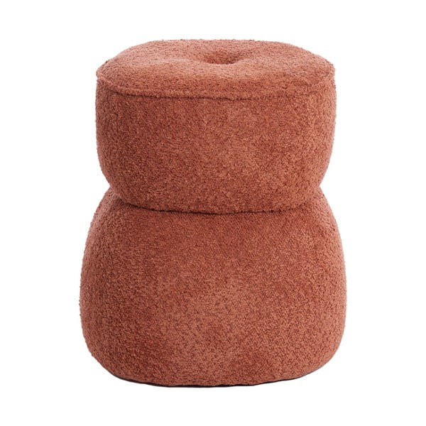 Oranžen tabure iz tkanine bouclé Leyla – Light & Living